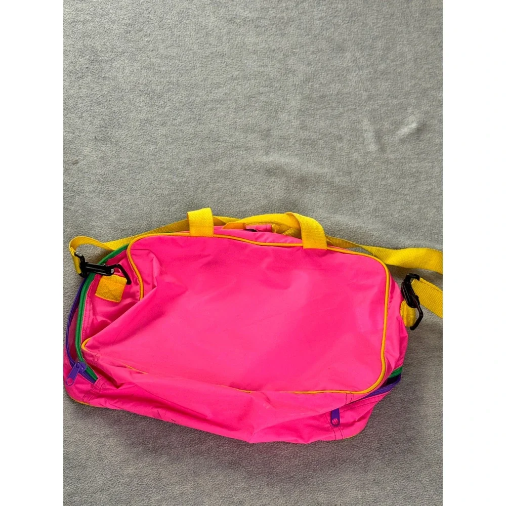 Vintage Looney Tunes Neon Duffle Bag 90s Bugs Bunny Tweety Pink Travel Bag